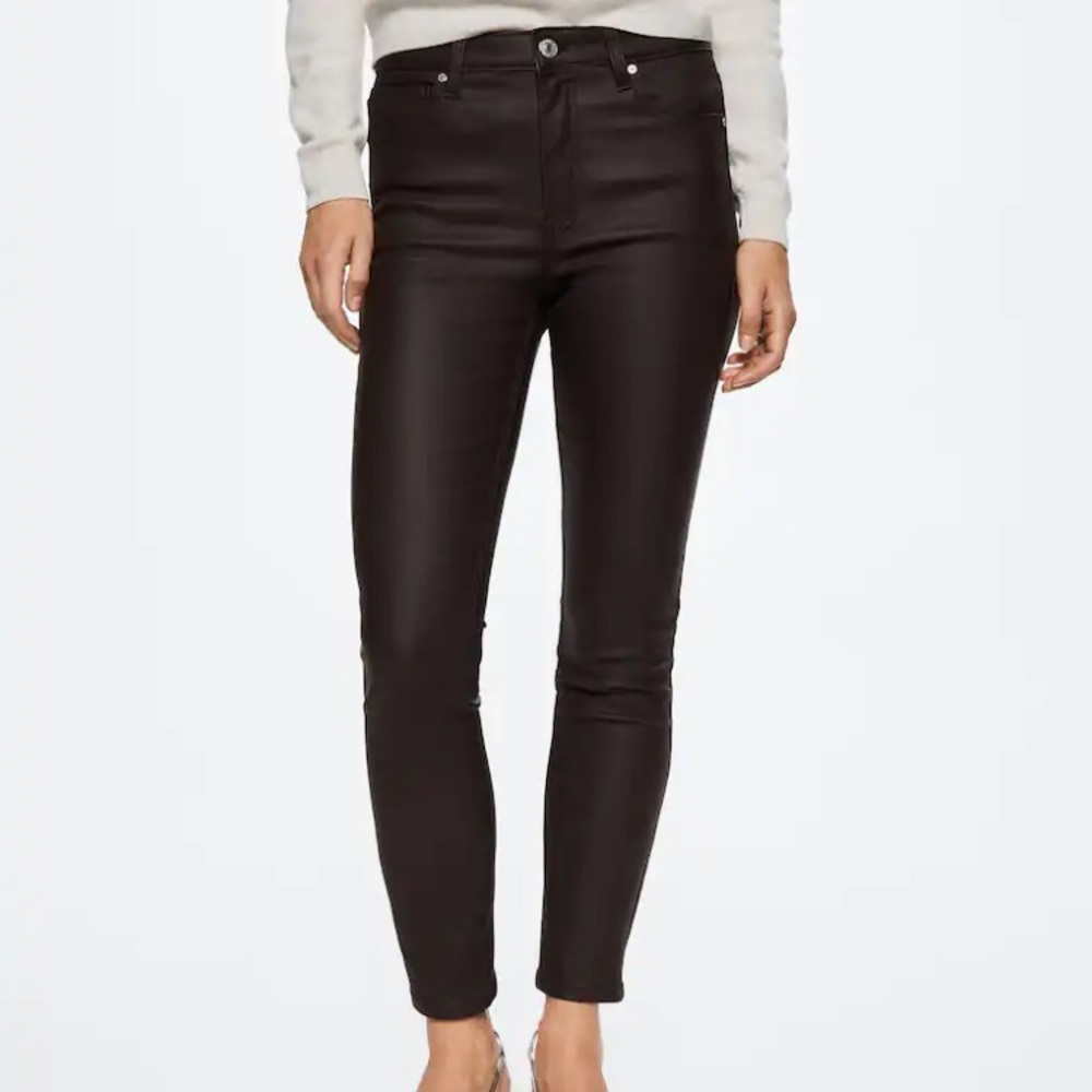 MANGO COATED SKINNY CROPPED JEANS SIZE 1